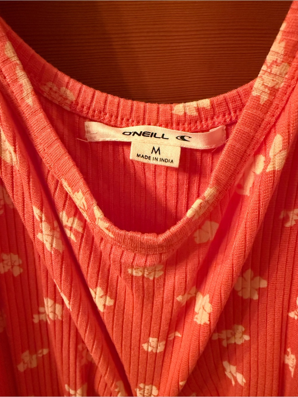 NWT O'Neill Coral Pink Floral Ribbed Maxi Dress - Picture 10 of 12